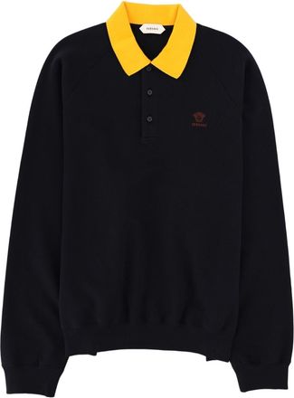 Versace Two-Tone Polo Design Ribbed Sweatshirt