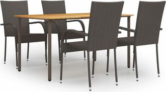 vidaXL Set De Muebles De Comedor De Jard&iacute;n 5 Piezas De Rat&aacute;n Marr&oacute;n Vidaxl