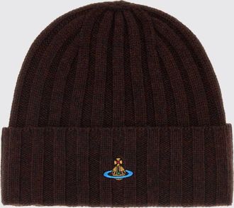 Vivienne Westwood Ribbed 100% Cashmere Beanie with Embroidered Orb Logo