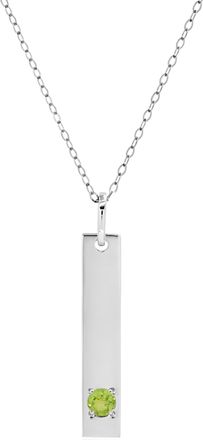 MAX + STONE 14k Yellow or White Gold Bar Pendant Necklace with 3mm Small Round Gemstone
