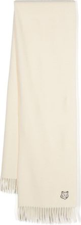 Maison Kitsuné logo-embroidered virgin wool scarf - unisex - Virgin Wool - One Size - White