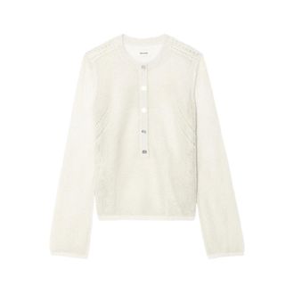 Zadig&Voltaire Round-neck Knitwear, female, White, Size: XS Mandala Open-knit Sweater