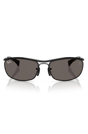 Ray-Ban x Ferrari 62mm Oversize Oval Sunglasses in Black /Dark Grey at Nordstrom