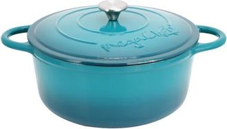 MegaChef 6.35 Quart Round Enameled Cast Iron Dutch Oven with Self Basting Lid in Light Blue at Nordstrom