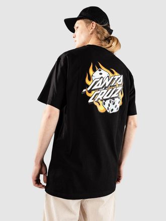 Santa Cruz Flaming Dice Dot Chest T-Shirt nero