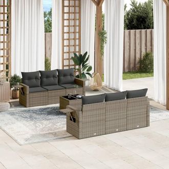 vidaXL Vidaxl - Set Divani Da Giardino 7 Pz Con Cuscini Grigio In Polyrattan