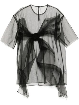 JNBY Bow-embellished oversize t-shirt - women - Polyester - M - Black