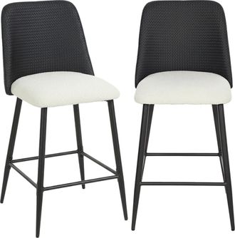 OEM Juego De Taburetes Altos De Cocina Con Respaldo Y Reposapi&eacute;s Tapizados De Lino Y Pu Marco De Acero Negro