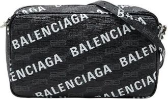 Balenciaga Pre-owned Cross Body Bags, female, Black, Size: ONE SIZE Pre-owned BB Monogram Signature PVC Shoulder Bag