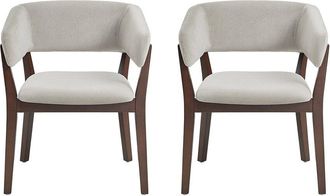 Manhattan Comfort Set Of 2 Blake Dining Armchairs With Beech Wood Legs