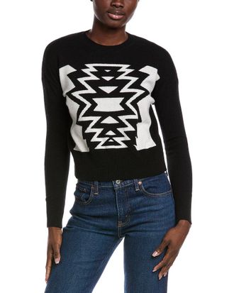 Minnie Rose Intarsia Cashmere Cropped Sweater