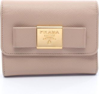 Prada Beige Leather Wallet (Tri-Fold) (Pre-Owned)