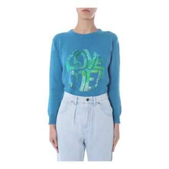 Alberta Ferretti Jumper - female - Alberta Ferretti - Round-neck Knitwear - Blue - XS - Knitwear