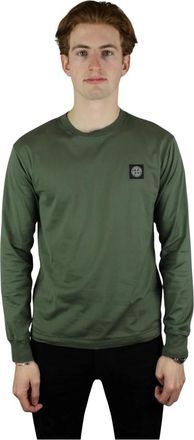 Stone Island Long Sleeve Tops, male, Green, Size: S Chest Logo Longsleeve