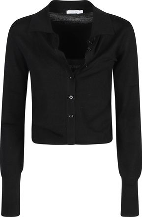 Patrizia Pepe Cropped Black Wool Shirt Jacket