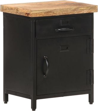 vidaXL Vidaxl - Mesita De Noche De Madera Maciza De Mango Rugosa 40x30x52 Cm