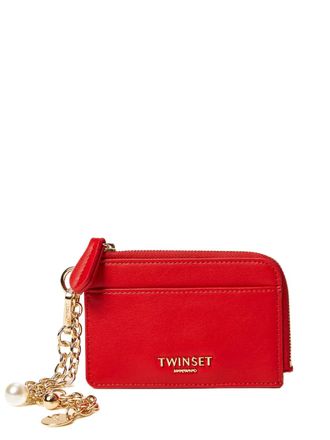 Twin-Set chain-strap charm card holder - Red