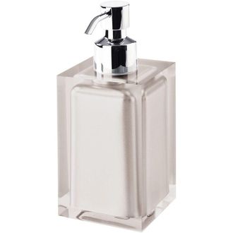 Gedy Auckland Dosasapone Bagno Tortora Chiaro, Misure: 16,2X7X7 cm, capacit&agrave; 210 ml, Dispenser Sapone Bagno in Resina Trasparente di Alta qualit&agrave;, Design