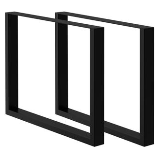 ECD Germany 2x patas de mesa industrial 90 x 72 cm acero negro perfil cuadrado