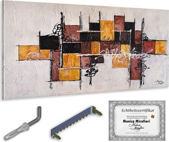 OEM Monica Mirafiori I 100% Hecho A Mano I Gem&auml;lde Brown Arrow I 140x70cm Gem&auml;lde Handgemalt Acr&iacute;lico Gel Sehr Gro&szlig;es Acrylbild I Moderne Kunst I Kunstbil