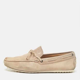 Tod's Tods Beige Suede Bow Loafers