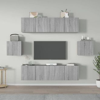 vidaXL Set De Muebles Para Tv 6 Pzas Madera Contrachapada Gris Sonoma Vidaxl