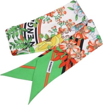 Burberry Pre-owned Scarves, female, Multicolor, Size: ONE SIZE Pre-owned Silk Scarf
