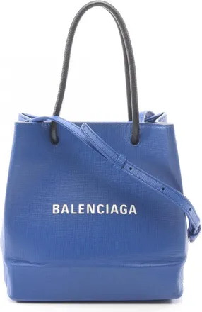 Balenciaga Black Blue Leather Handbag Tote Bag (Pre-Owned)