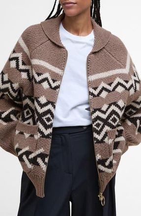 Barbour Klara Heritage Jacquard Wool Blend Zip-Up Cardigan in Multi at Nordstrom Rack, Size 14 Us / 18 Uk