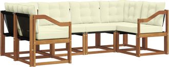 vidaXL Conjunto De Sof&aacute;s De Exterior 6 Uds. Natural Y Crema Vidaxl