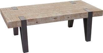 Hhg Nunca Usado] Mesa De Centro Hhg 891b, Mesa De Sal&oacute;n, Madera Maciza De Abeto R&uacute;stico Certificado Mvg 40x120x60cm