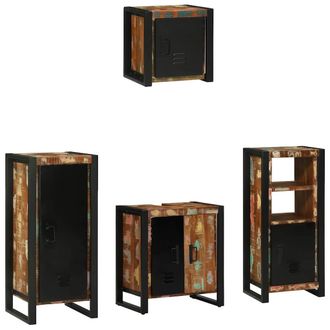 vidaXL Juego De Muebles De Ba&ntilde;o 4 Pcs Marr&oacute;n Madera De Mango Maciza