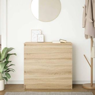 Berkfield Home Sideboard Sonoma Oak 80x35x76 cm Engineered Wood in Light Brown | Size: 80 x 35 x 76 cm
