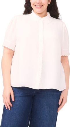 CeCe by Cynthia Steffe Scallop Collar Button-Up Top in New Ivory at Nordstrom, Size 2X