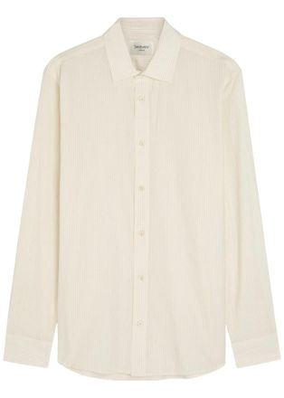 Saint Laurent Pinstriped Cotton Shirt - White - XL