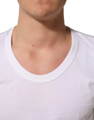Dolce & Gabbana Mens White Cotton Short Sleeve Round Neck T-Shirt
