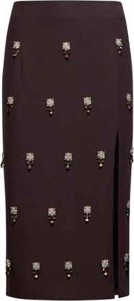 Silvian Heach Rok met juweeldetails - Dames - Midirokken - Bruin - XS - Polyester - Rokken
