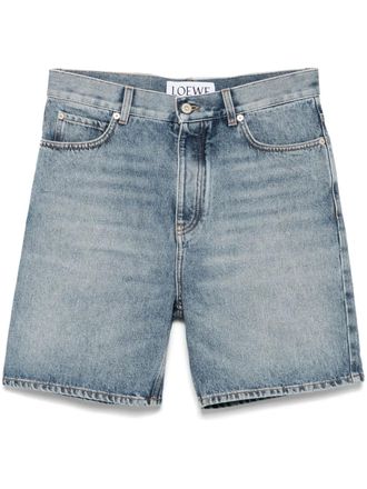 Loewe logo-patch denim shorts - Blue