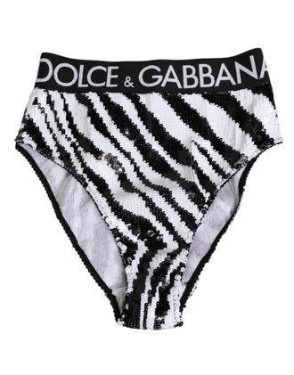 Dolce & Gabbana Womens Black White Stripes High Waist Panty Underwear And El+pl Clothing