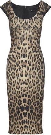 Roberto Cavalli Midi Jurk met Jaguarprint - Dames - Casual kleedjes - Veelkleurig - M - Leer - Kleedjes