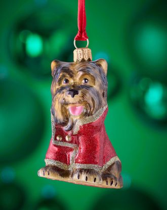 Joy to the World Collectibles Yorkshire Terrier in Peacoat Christmas Ornament