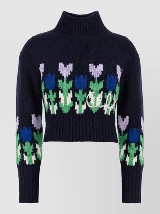 Chlo&eacute; wool ribbed turtleneck cropped sweater