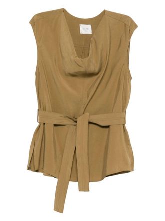 Alysi Neutrals Structured Sleeveless Belted Blouse