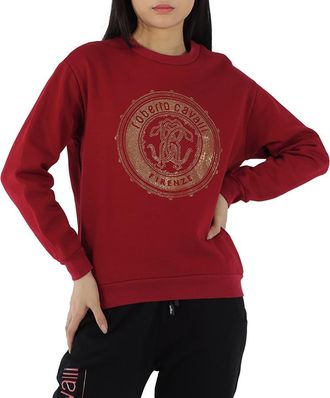 Roberto Cavalli Ladies Carmine Stud Mirror Snake Jersey Sweatshirt, Brand Size 44 (US Size 10)