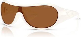 Miu Miu Runway Rectangle-frame Sunglasses - White - One Size