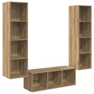 Berkfield Home TV Cabinet Set with Shelf 3 pcs Artisan oak 37 x 37 x 142.5 cm in Brown