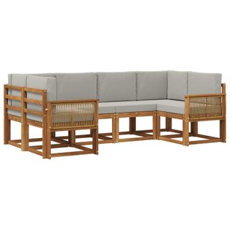 vidaXL Conjunto De Sof&aacute;s De Exterior 6 Pcs Natural Y Gris Claro Vidaxl