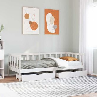 Berkfield Home Daybed with Drawers without Mattress White 80x200 cm Solid Wood