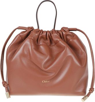 Chlo&eacute; Tassen, Dames, Bruin, ONE Size, Leer, Small Icons Schoudertas met Ketting