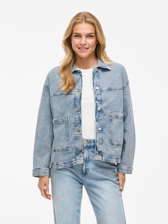 Vila Jeansblazer VILA VIJAF L/S DENIM JACKET - NOOS, Damen, Gr. 34, blau (light blau denim detail:065), Denim/Jeans, Obermaterial: 99% Baumwolle, 1% Elasth